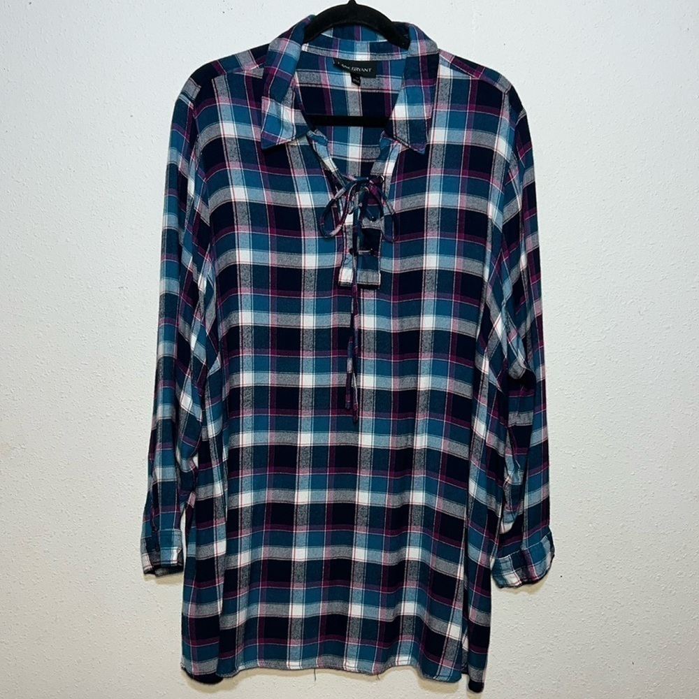 Lane Bryant Womens Plaid Blouse Size 26/28